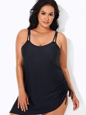 NWT Black Classic Adjustable Straps One Piece Swimsuit Women’s 2XL